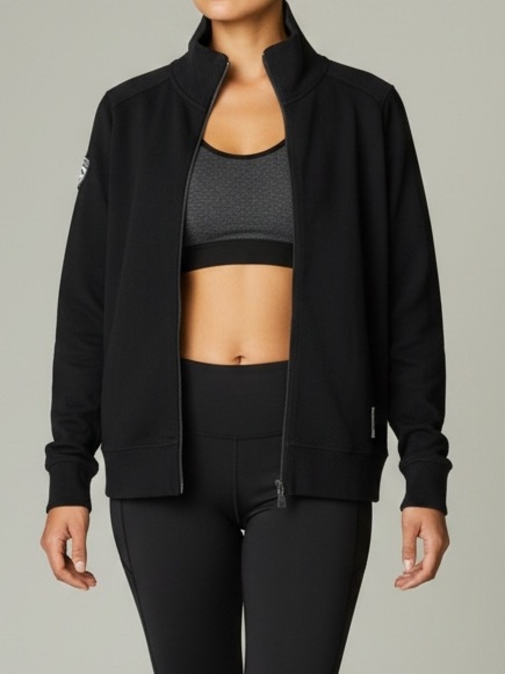Roots Black Track Jacket Zip Up Size Small